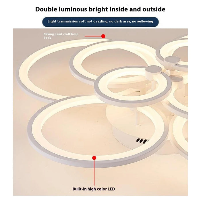 10 Heads Acrylic Circle Dimmable LED Ceiling Lamp with Remote Control for Living Room Dining Room - White - 5