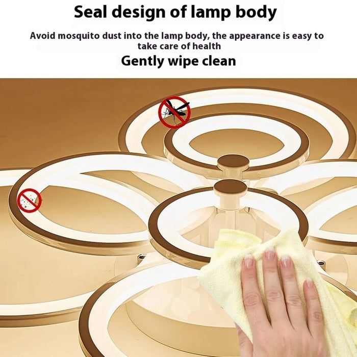 10 Heads Acrylic Circle Dimmable LED Ceiling Lamp with Remote Control for Living Room Dining Room - White - 6