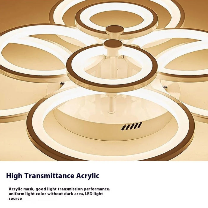 10 Heads Acrylic Circle Dimmable LED Ceiling Lamp with Remote Control for Living Room Dining Room - White - 7