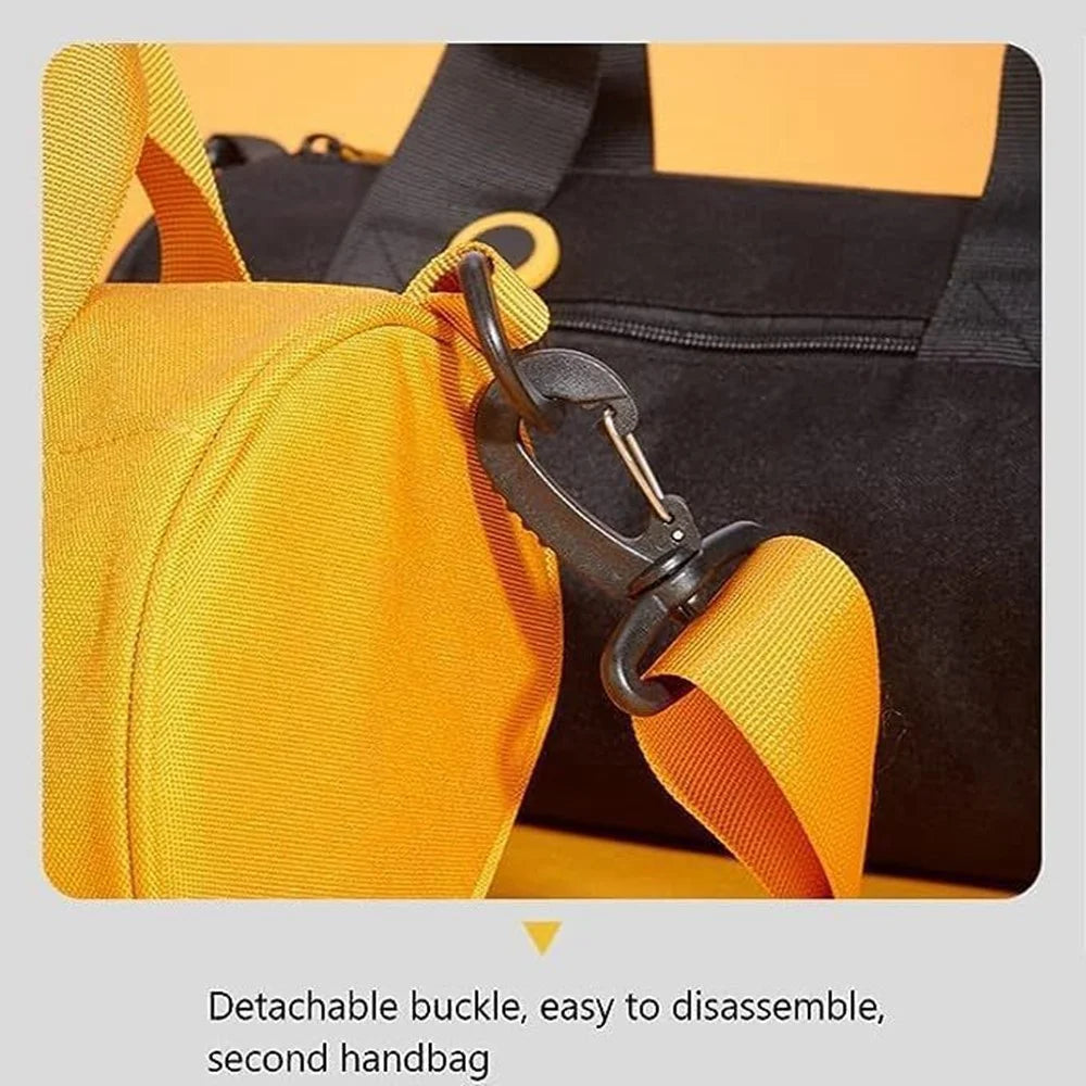 Weekend Travel Bag Waterproof Nylon Duffel Crossbody Gym Bag with Wet Dry Compartment - Black - 7