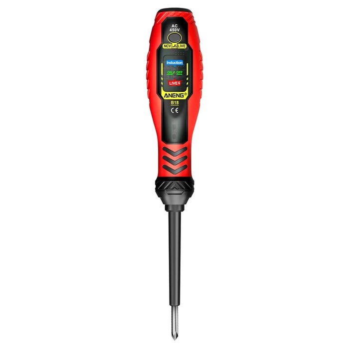 ANENG B18 High Torque Voltage Tester Pen Live / Neutral Wire Detection Continuity Test NCV Light Indication - Red / Phillips Head - 1