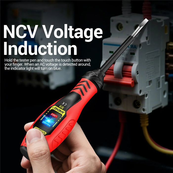 ANENG B18 High Torque Voltage Tester Pen Live / Neutral Wire Detection Continuity Test NCV Light Indication - Red / Phillips Head - 4