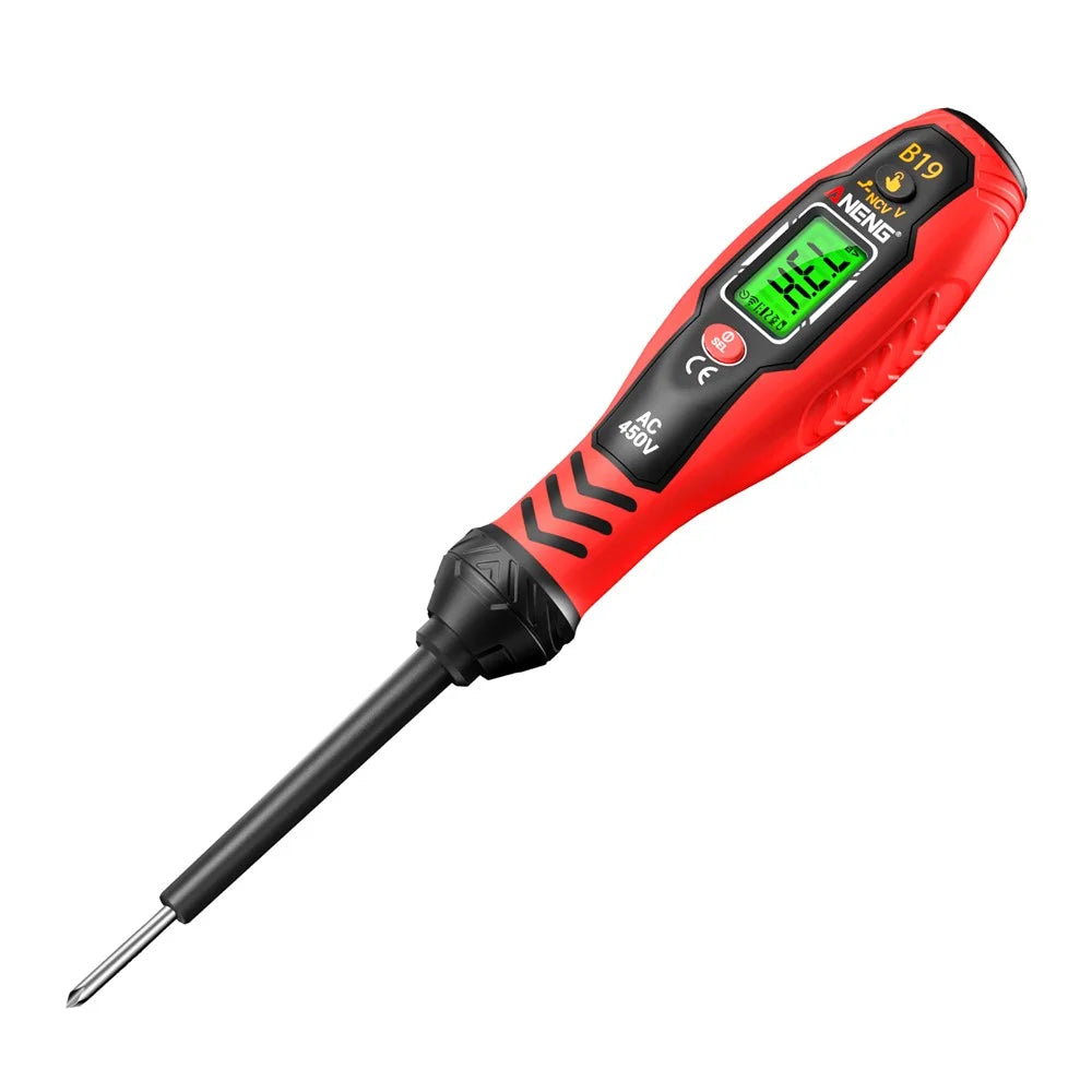 ANENG B19 Digital NCV Voltage Tester Auto Power Off High Torque Non-Contact  /  Contact AC Detector - Red / Phillips Head - 2