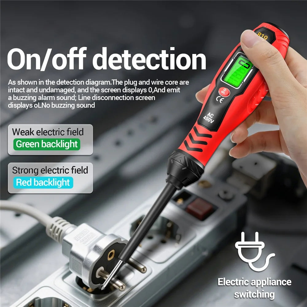 ANENG B19 Digital NCV Voltage Tester Auto Power Off High Torque Non-Contact  /  Contact AC Detector - Red / Phillips Head - 7
