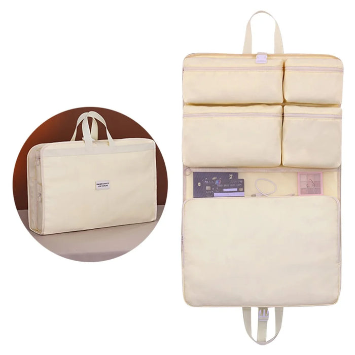 1010 Multifunction Hanging Travel Organizer Bag Foldable Luggage Packing Cube for Suitcase Storage - Apricot - 1