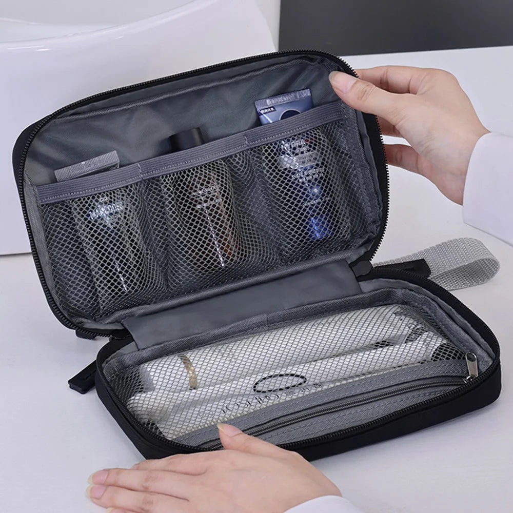 4038 For Men Portable Travel Toiletry Bag Oxford Cloth Waterproof Foldable Cosmetic Organizer, Size S - Black - 2