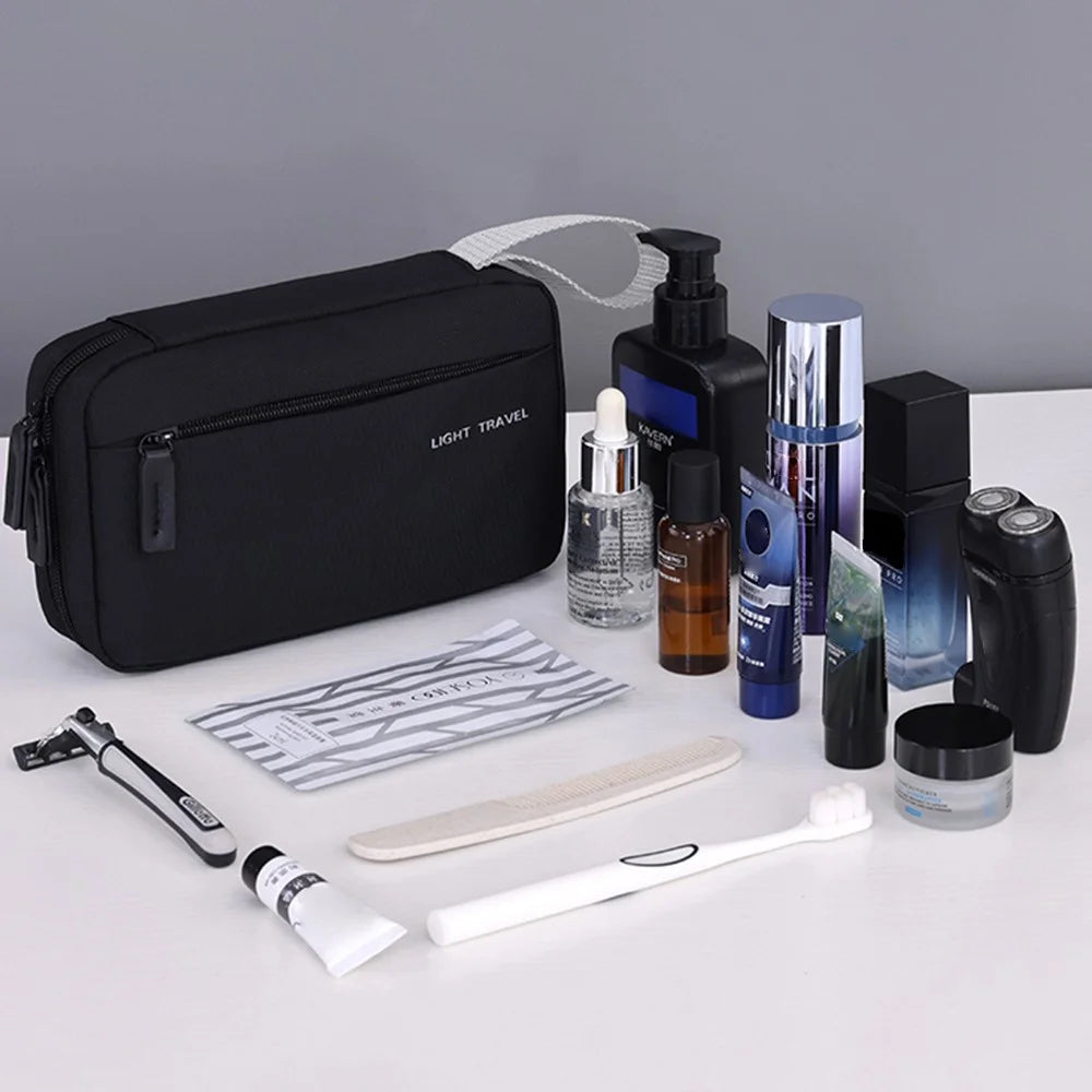 4038 For Men Portable Travel Toiletry Bag Oxford Cloth Waterproof Foldable Cosmetic Organizer, Size S - Black - 6
