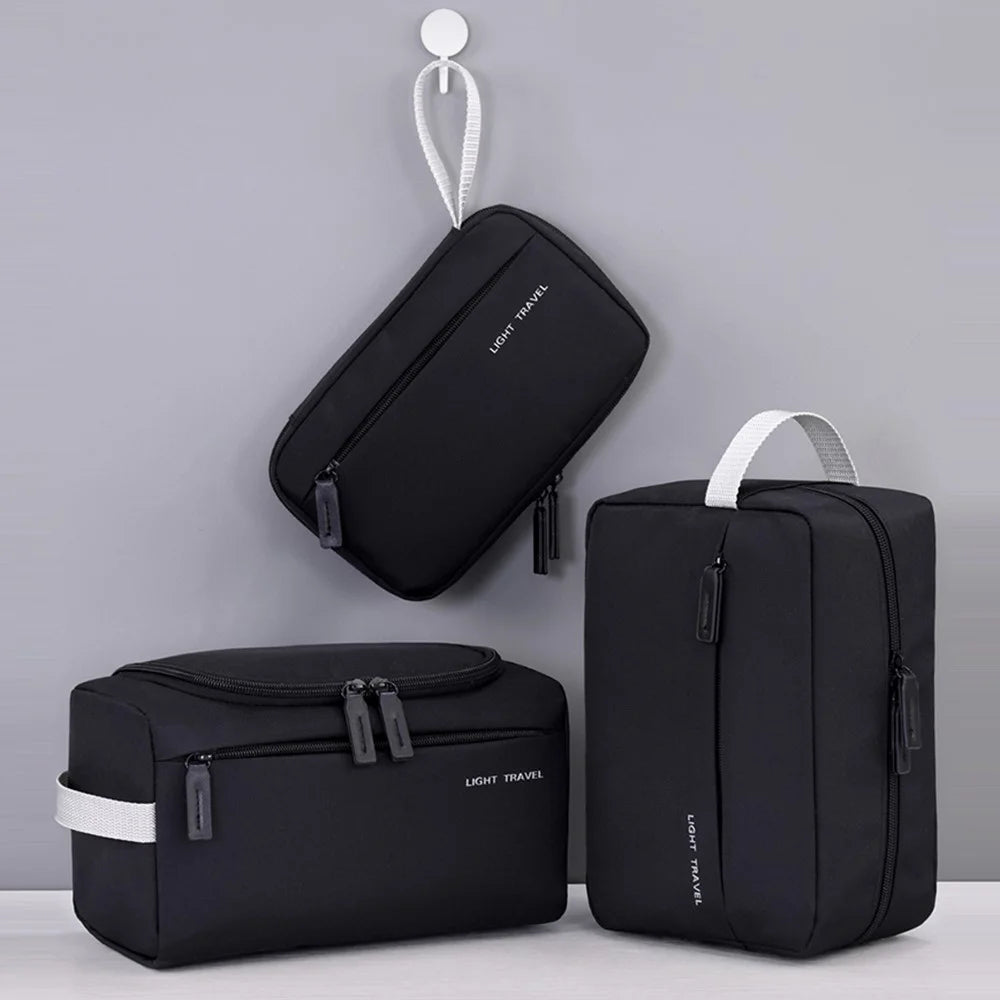 4038 For Men Portable Travel Toiletry Bag Oxford Cloth Waterproof Foldable Cosmetic Organizer, Size S - Black - 7