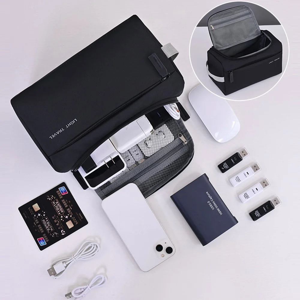 4038 For Men Portable Travel Toiletry Bag Oxford Cloth Waterproof Foldable Cosmetic Organizer, Size M - Black - 5