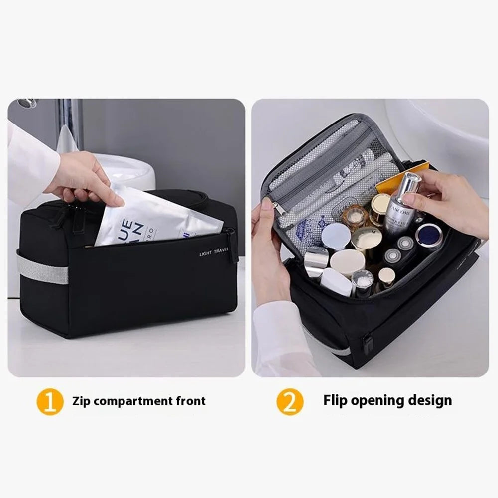 4038 For Men Portable Travel Toiletry Bag Oxford Cloth Waterproof Foldable Cosmetic Organizer, Size M - Black - 6
