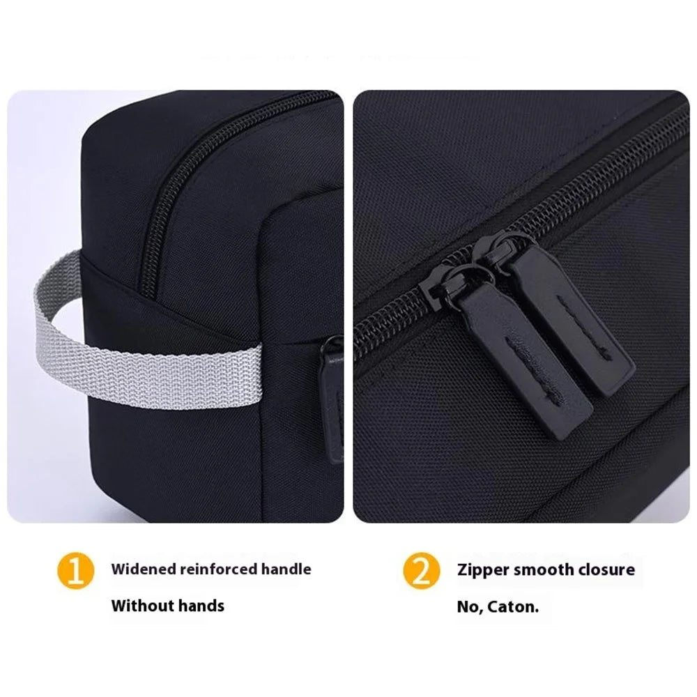 4038 For Men Portable Travel Toiletry Bag Oxford Cloth Waterproof Foldable Cosmetic Organizer, Size M - Black - 7