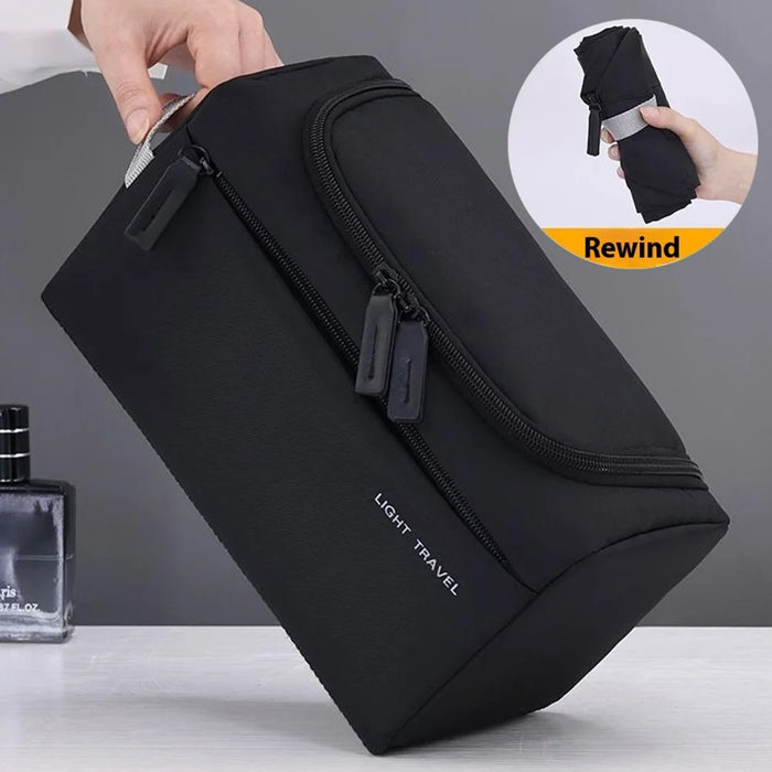 4038 For Men Portable Travel Toiletry Bag Oxford Cloth Waterproof Foldable Cosmetic Organizer, Size L - Black - 2