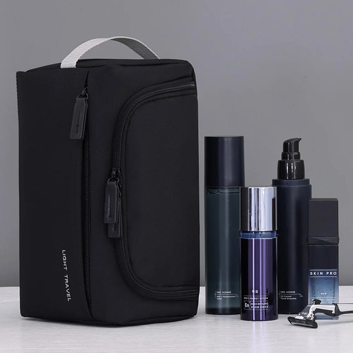 4038 For Men Portable Travel Toiletry Bag Oxford Cloth Waterproof Foldable Cosmetic Organizer, Size L - Black - 7