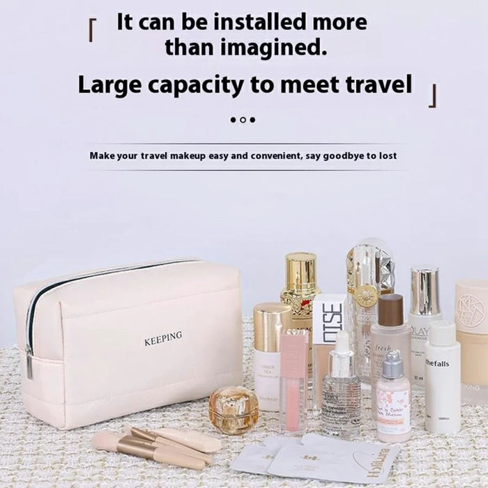 8083 Letter Pattern Portable Cosmetic Bag Travel Makeup Organizer Toiletry Storage Pouch - White - 2