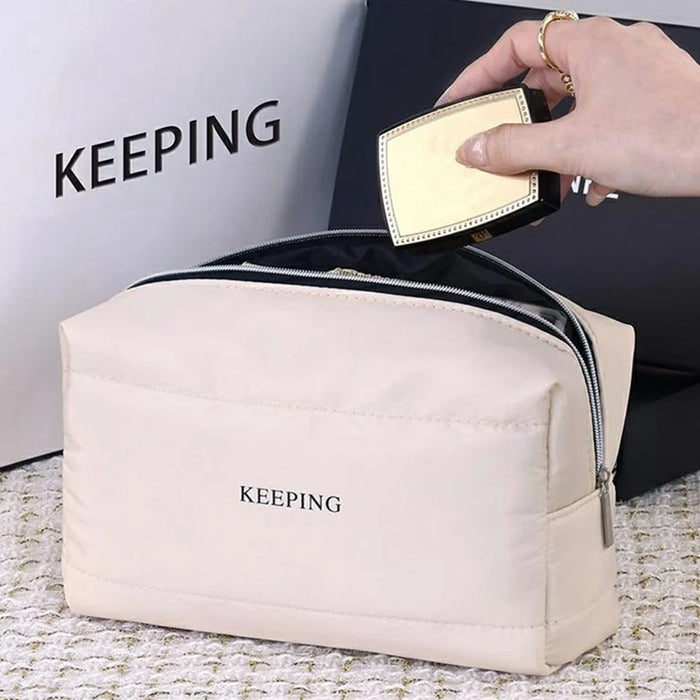 8083 Letter Pattern Portable Cosmetic Bag Travel Makeup Organizer Toiletry Storage Pouch - White - 5