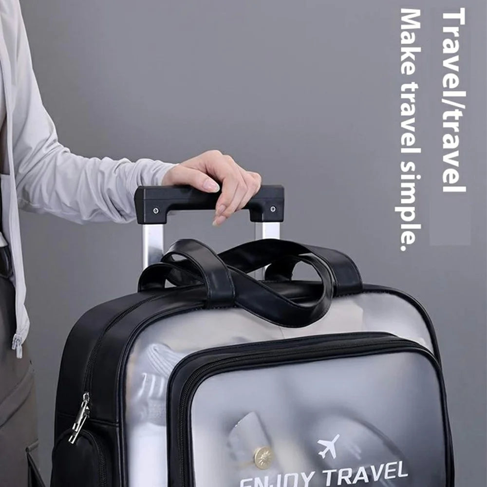9015 PU Leather+PVC Dual Layer Travel Fitness Swimming Gym Bag Waterproof Toiletry Bag with Shoe Compartment - Black - 3
