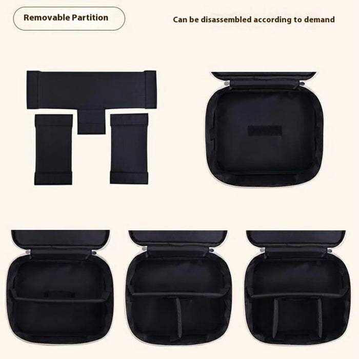 8084 Portable Double Layer Makeup Organizer Large Capacity Travel Toiletry Bag Cosmetic Brush Storage Handbag - White - 5