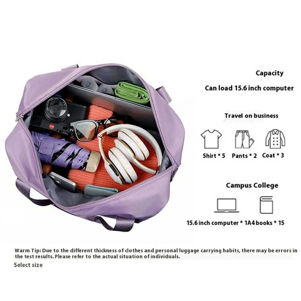 Expandable Travel Duffel Bag with Removable Wheels Large Capacity Waterproof Tote Handbag - Light Purple - 3