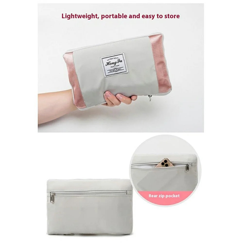 Waterproof Oxford Cloth Foldable Travel Handbag Expandable Large Capacity Duffel for Business Trips  /  Weekends - Grey+Pink - 3
