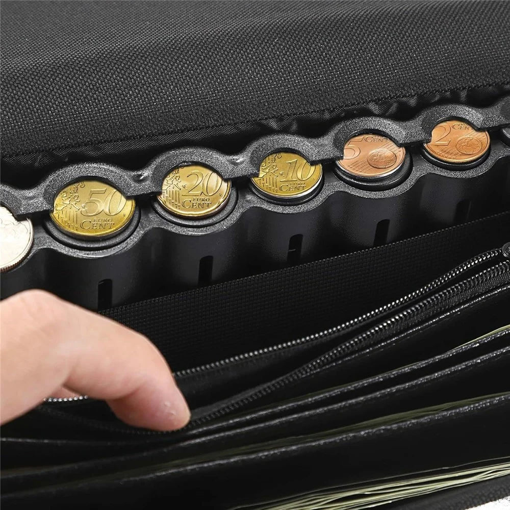 8 Slots Euro Coin Holder Dispenser Waist Bag Oxford Fabric Portable Euro Sorter Fanny Pack - 6