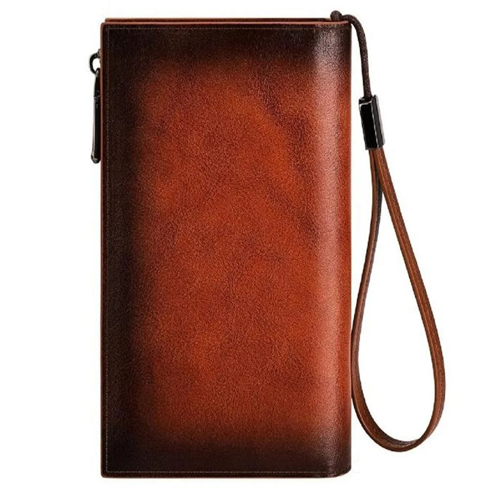 BANYANU N2043 Genuine Cow Leather Wallet RFID Blocking Vintage Cash Purse - Brown - 3