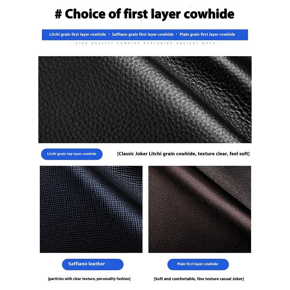 BANYANU N2045 Genuine Leather Long Wallet / Purse Multi Card Slots Large Capacity RFID Blocking - Black / Litchi Texture - 7