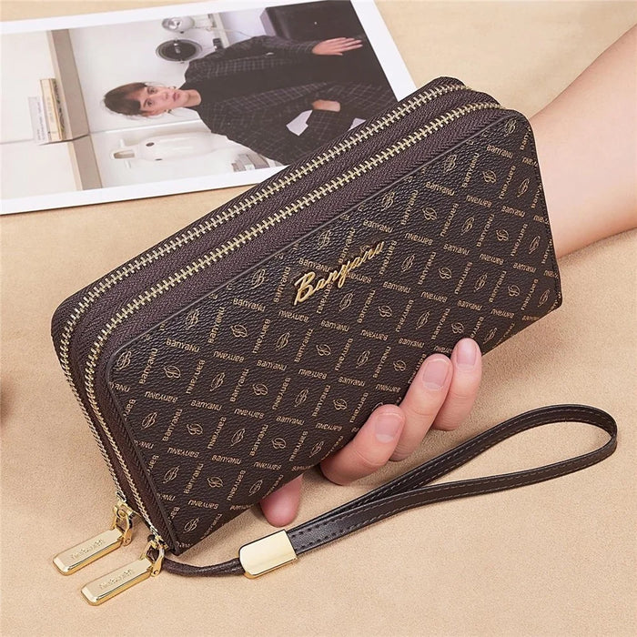 BANYANU N9012 Women Long Wallet Double Zipper Multi-Function Clutch Purse - Red - 4