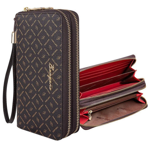 BANYANU N9012 Women Long Wallet Double Zipper Multi-Function Clutch Purse - Red - 1