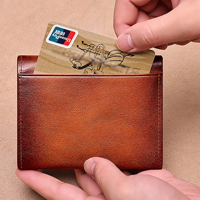 BANYANU N2038 Men's Compact Genuine Leather Trifold Wallet Multi Card Slots - Brown - 6