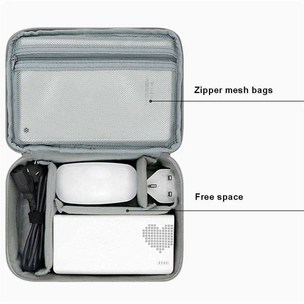 BAONA BN-B004 Electronic Organizer Bag Large Dual-layer Storage Handbag Anti-scratch Case for USB Cables / Chargers / Power Bank / USB Flash Drive / Cell Phone - Grey - 3