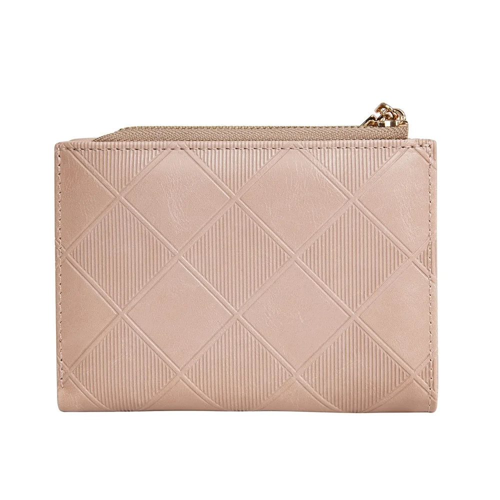 BAELLERRY N5115 Rhombus Design Zipper Wallet PU Leather Compact Fashion Money Clip Card Holder - Deep Pink - 3