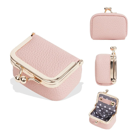 BAELLERRY D3069 Genuine Cow Leather Jewelry Storage Box for Earrings Rings Necklaces Women's Mini Organizer - Pink - 1