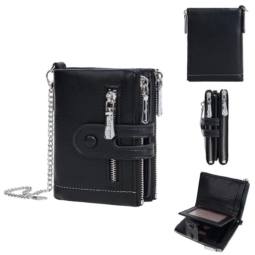 BAELLERRY D3262 Women Short PU Leather Coin Purse Wallet Small Zipper Pouch - Black - 1