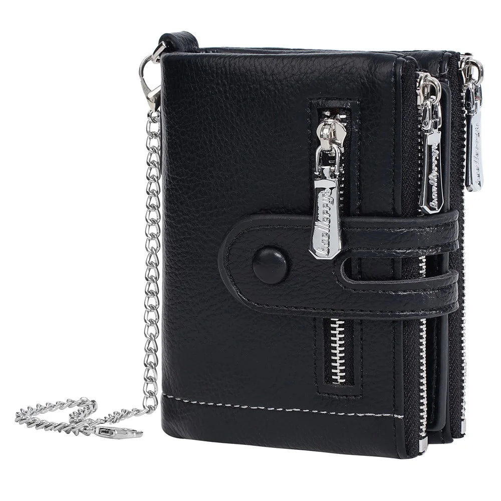 BAELLERRY D3262 Women Short PU Leather Coin Purse Wallet Small Zipper Pouch - Black - 4