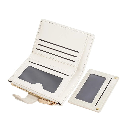BAELLERRY N8354 Mini Wallet Compact Slim Coin Purse Trendy Design Folding Money Bag - Beige - 2