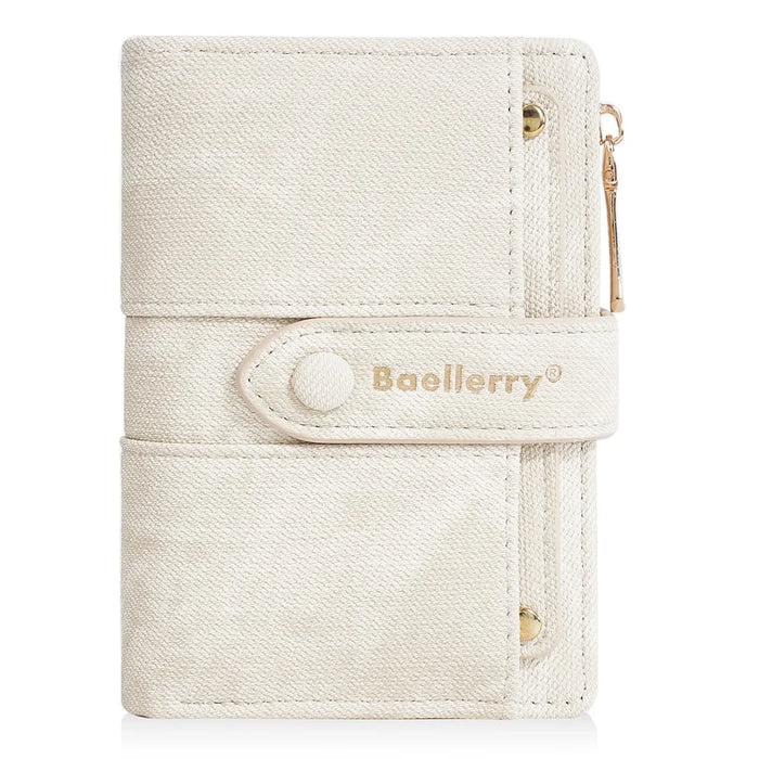 BAELLERRY N8354 Mini Wallet Compact Slim Coin Purse Trendy Design Folding Money Bag - Beige - 4