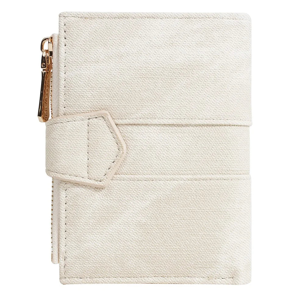 BAELLERRY N8354 Mini Wallet Compact Slim Coin Purse Trendy Design Folding Money Bag - Beige - 6