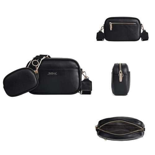 BAELLERRY N8938 PU Leather Crossbody Bag Fashion Shoulder Purse Large Capacity Phone Bag Casual - Black - 1