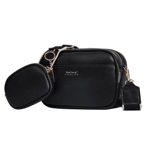 BAELLERRY N8938 PU Leather Crossbody Bag Fashion Shoulder Purse Large Capacity Phone Bag Casual - Black - 2