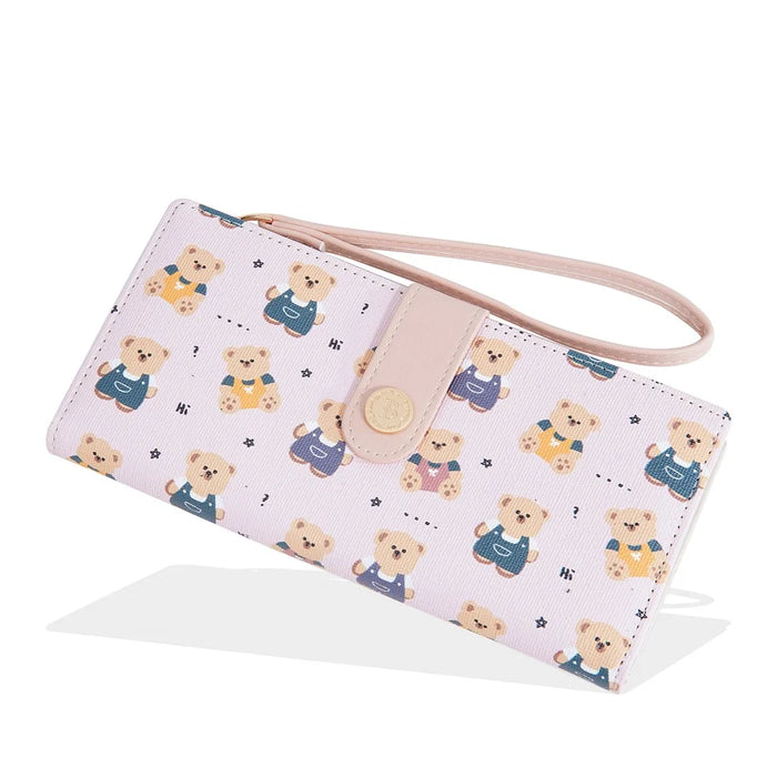 BAELLERRY N5588 Women's Slim Zipper Wallet Cute Bear Design PU Leather Long Purse Multi-Card Bag - Pink - 3