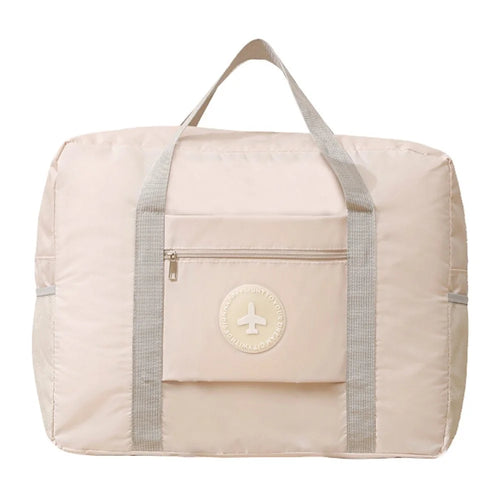 45x16x35cm Travel Duffel Bag Waterproof Carry-On Tote Luggage Bag with Trolley Sleeve Folding Airplane Bag - Beige - 1