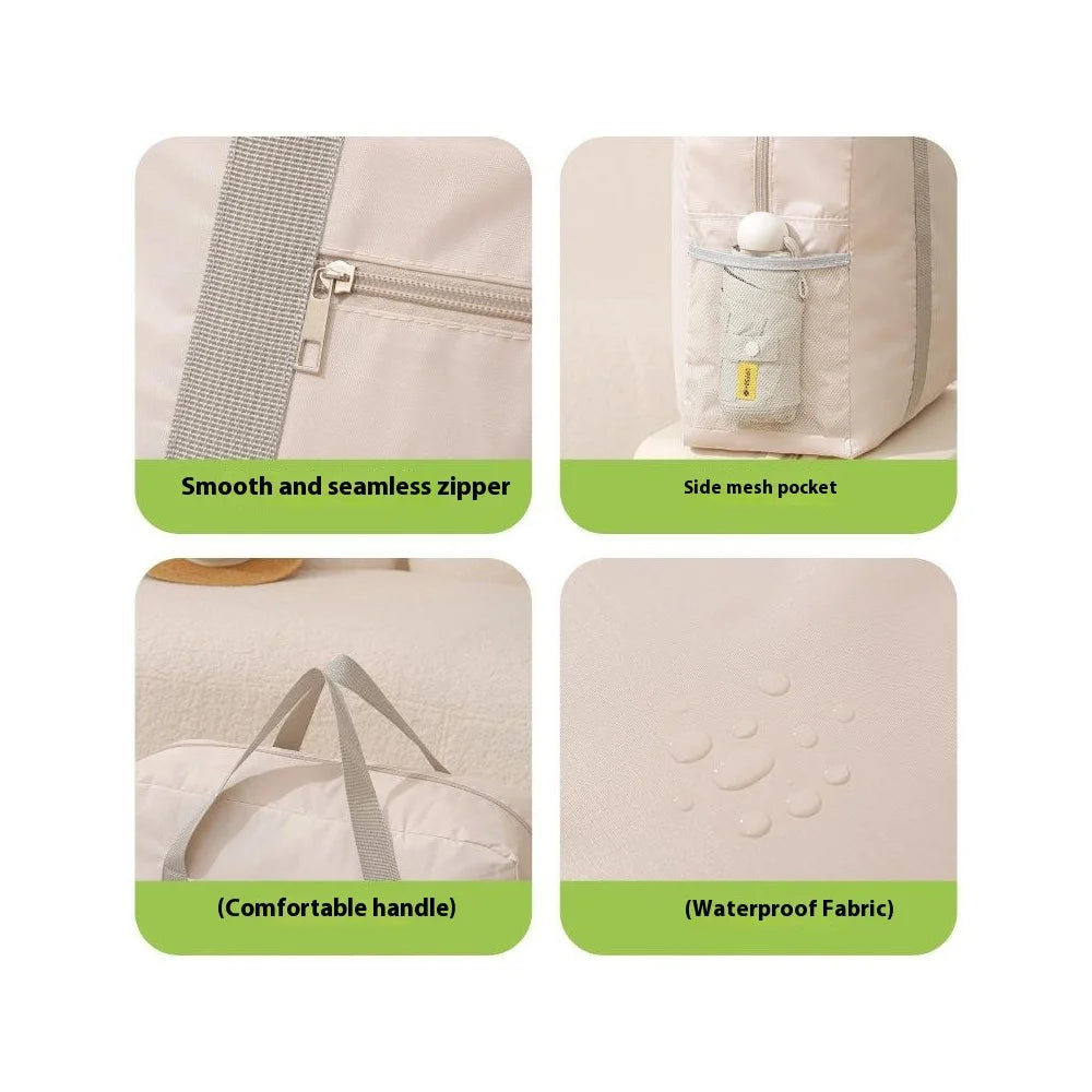 45x16x35cm Travel Duffel Bag Waterproof Carry-On Tote Luggage Bag with Trolley Sleeve Folding Airplane Bag - Beige - 4