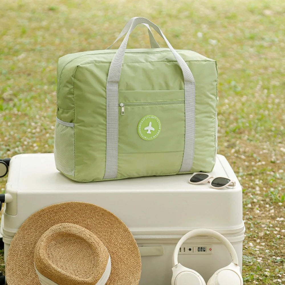 45x16x35cm Travel Duffel Bag Waterproof Carry-On Tote Luggage Bag with Trolley Sleeve Folding Airplane Bag - Beige - 6
