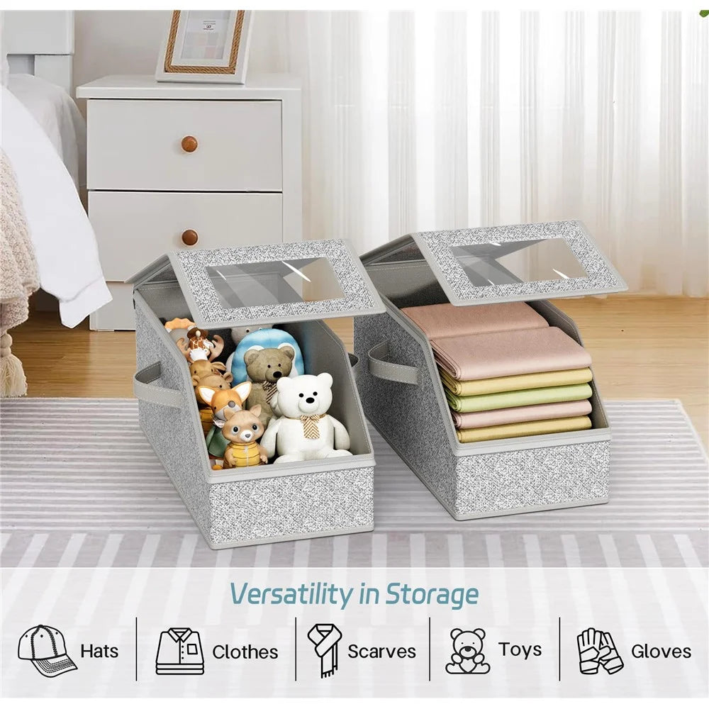 Portable Hat Storage Box with Transparent Window Dust Proof Zippered Organizer for Baseball Caps - 4