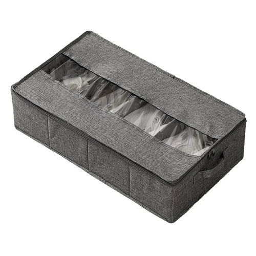 60 x 33 x 15cm Bedroom Storage Box Organizer Foldable Linen Container for Clothes / Pants / Underwear - Grey - 1