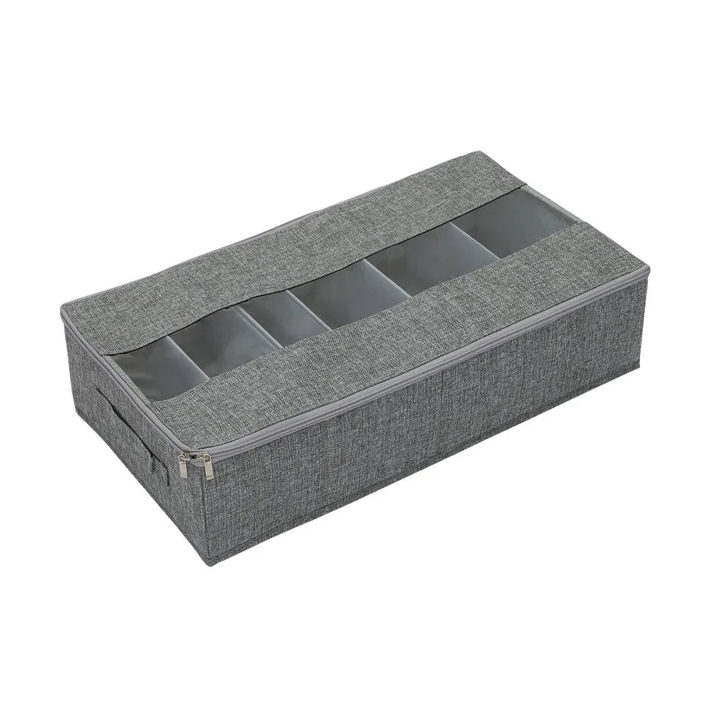 60 x 33 x 15cm Bedroom Storage Box Organizer Foldable Linen Container for Clothes / Pants / Underwear - Grey - 2