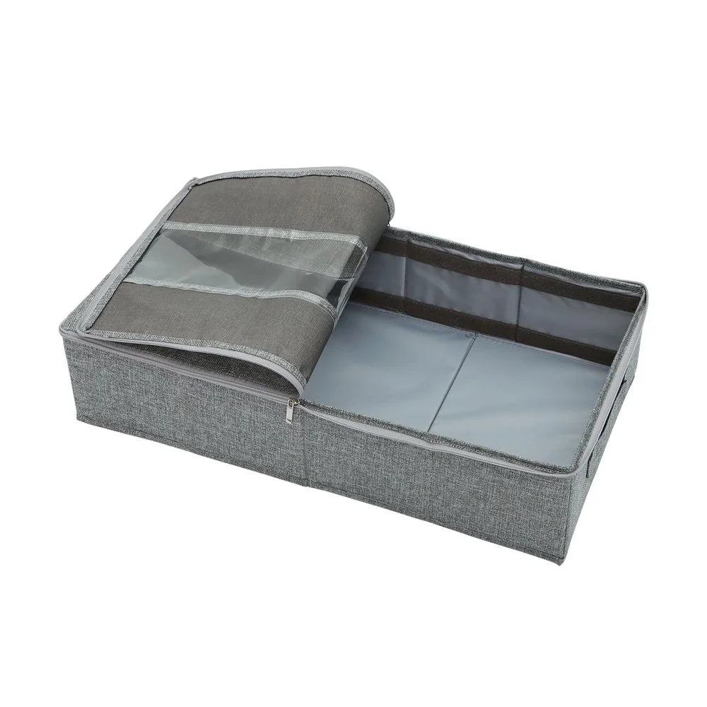 60 x 33 x 15cm Bedroom Storage Box Organizer Foldable Linen Container for Clothes / Pants / Underwear - Grey - 3