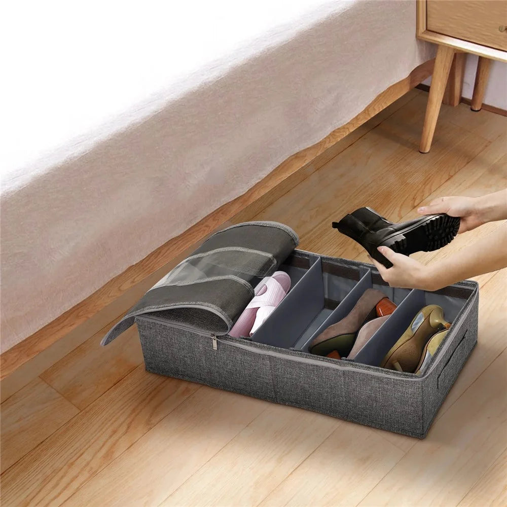 60 x 33 x 15cm Bedroom Storage Box Organizer Foldable Linen Container for Clothes / Pants / Underwear - Grey - 6