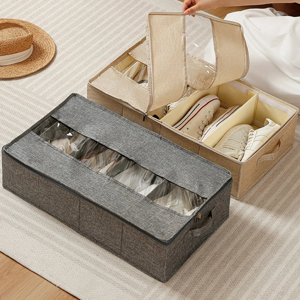 60 x 33 x 15cm Bedroom Storage Box Organizer Foldable Linen Container for Clothes / Pants / Underwear - Grey - 7