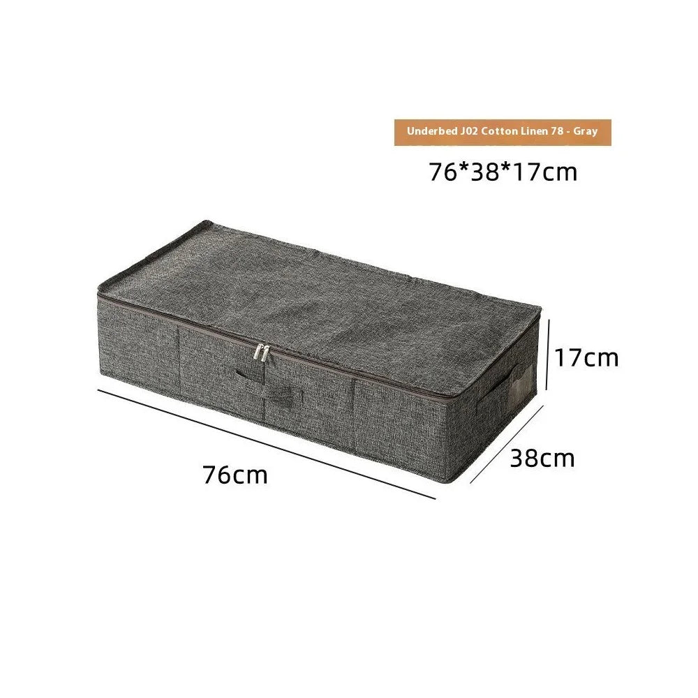 76 x 38 x 17cm Bedroom Storage Box Organizer Clothes Pants Underwear Cotton Linen Container for Home / Dorm - Grey - 7